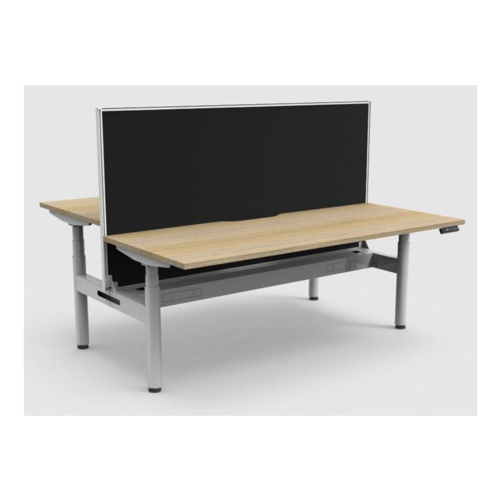 Halo + Electric Back to Back Desk with Cable Tray & Screen