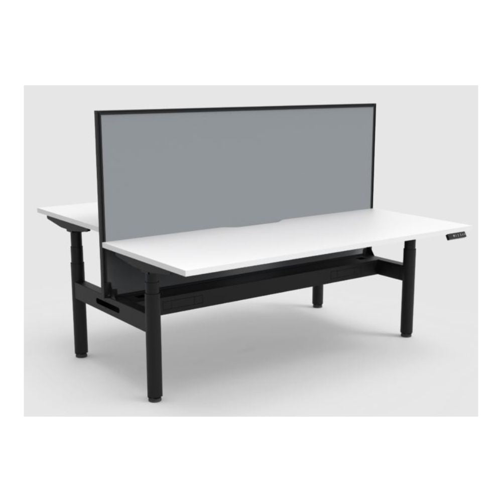 Halo + Electric Back to Back Desk with Cable Tray & Screen
