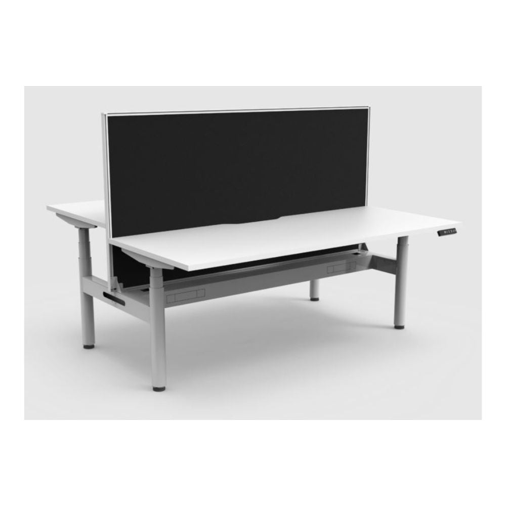 Halo + Electric Back to Back Desk with Cable Tray & Screen