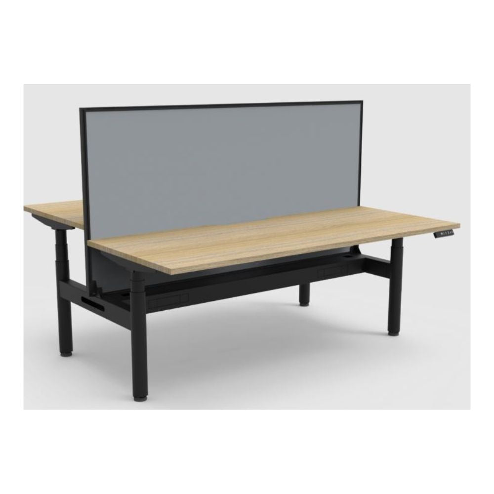Halo + Electric Back to Back Desk with Cable Tray & Screen