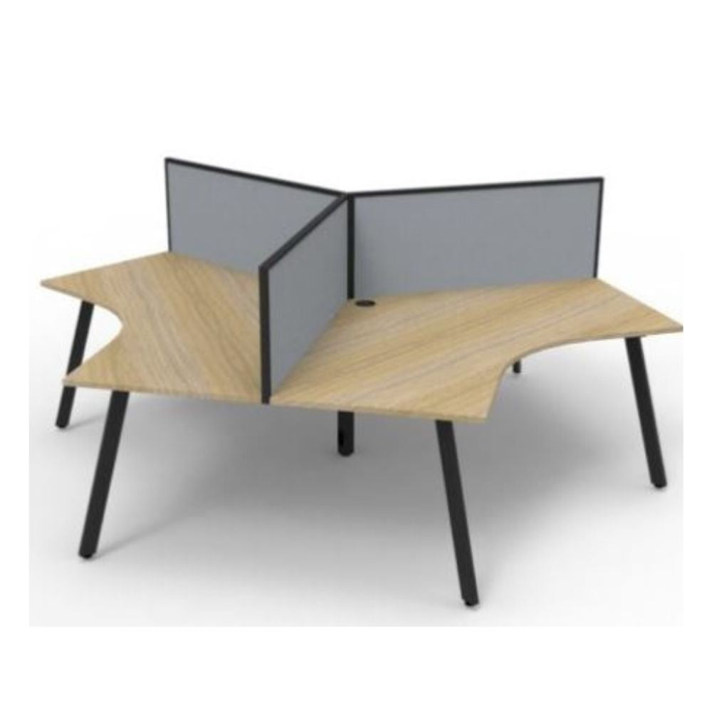 Deluxe Infinity 3 Person 120 Degree Workstation (Eternity Leg) with Screens