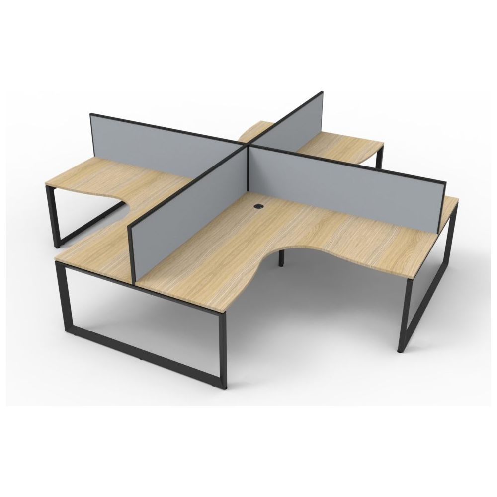 Deluxe Rapid Infinity 4 Person Corner Workstation Pod - With Screens - LOOP LEG