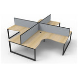 Deluxe Rapid Infinity 4 Person Corner Workstation Pod - With Screens - LOOP LEG