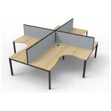 Deluxe Rapid Infinity 4 Person Corner Workstation Pod - With Screens - PROFILE LEG