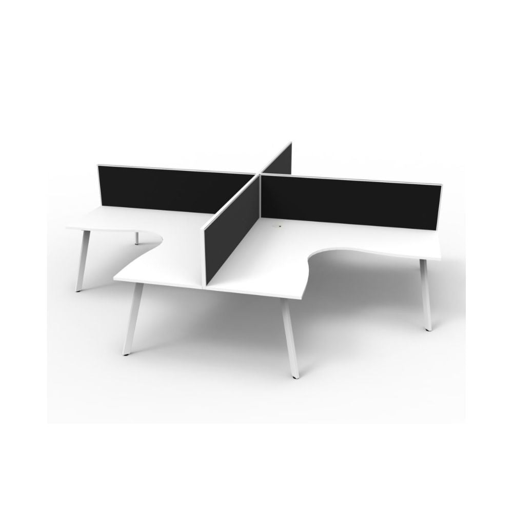Deluxe Eternity 4 Person Corner Workstation Pod - With Screens