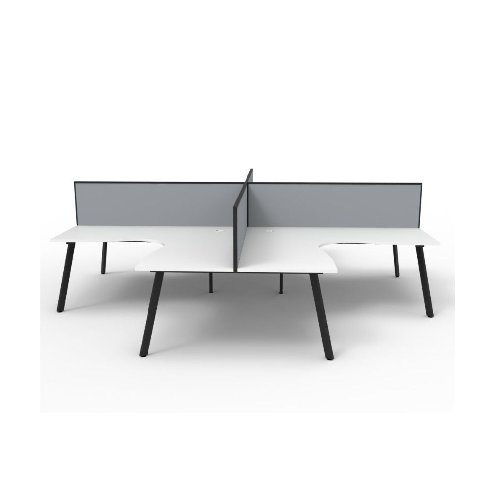 Deluxe Eternity 4 Person Corner Workstation Pod - With Screens