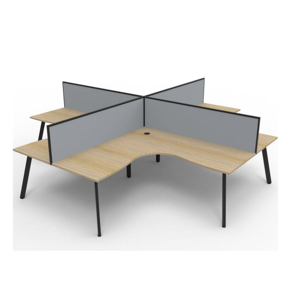Deluxe Eternity 4 Person Corner Workstation Pod - With Screens
