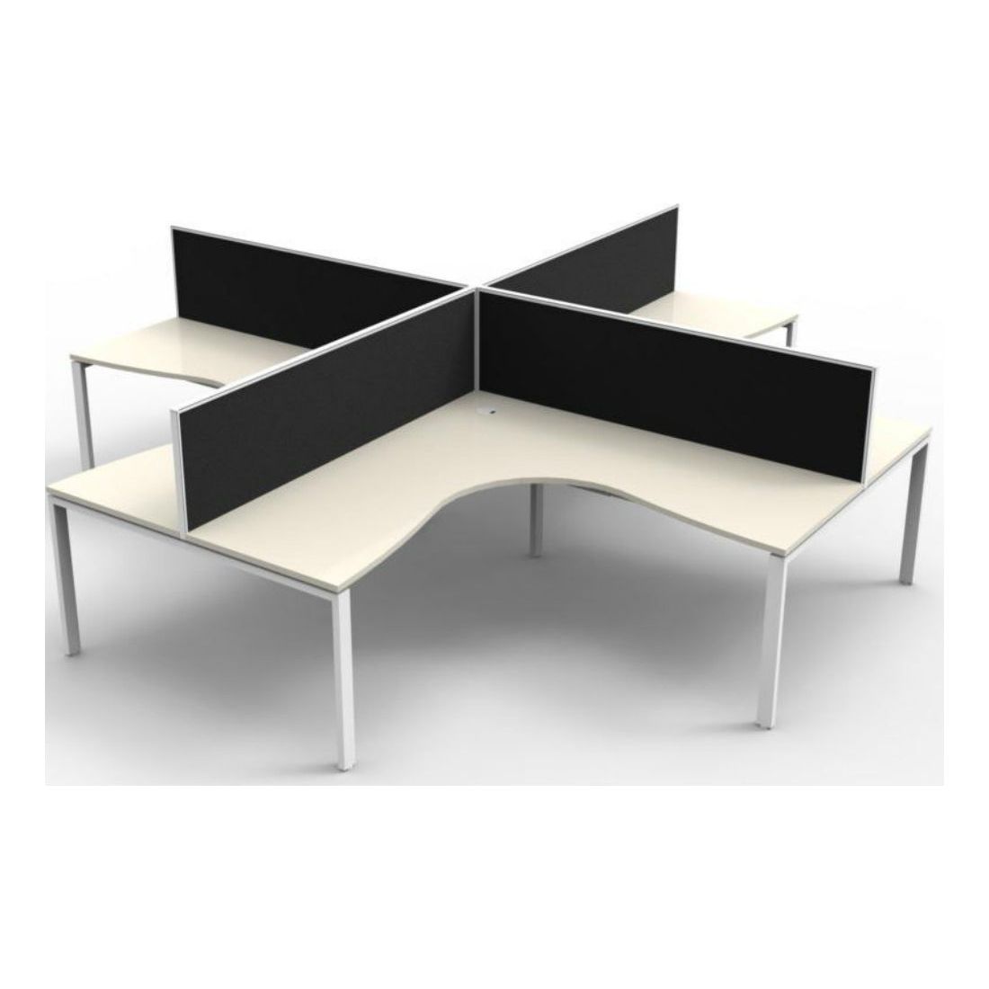 Deluxe Rapid Infinity 4 Person Corner Workstation Pod - With Screens - PROFILE LEG