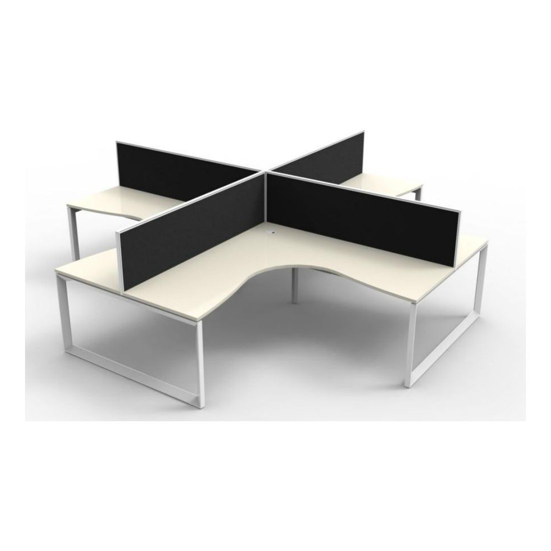 Deluxe Rapid Infinity 4 Person Corner Workstation Pod - With Screens - LOOP LEG